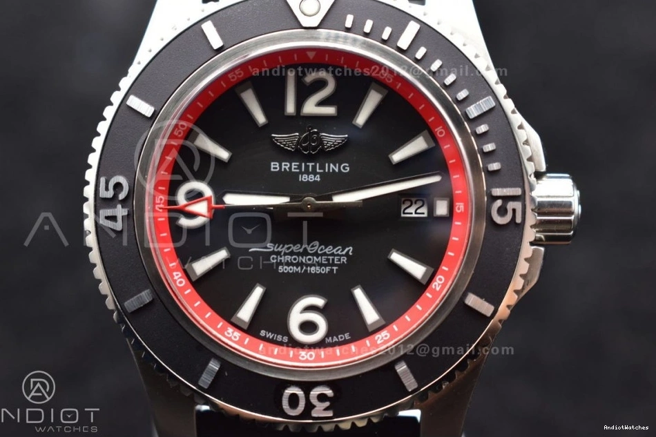 With On Rubber BLSF QuickDry And Edition Strap 1166 Black 44 Dial Rehaut Black Superocean Best Automatic Orange Bezel 1:1 A 1007